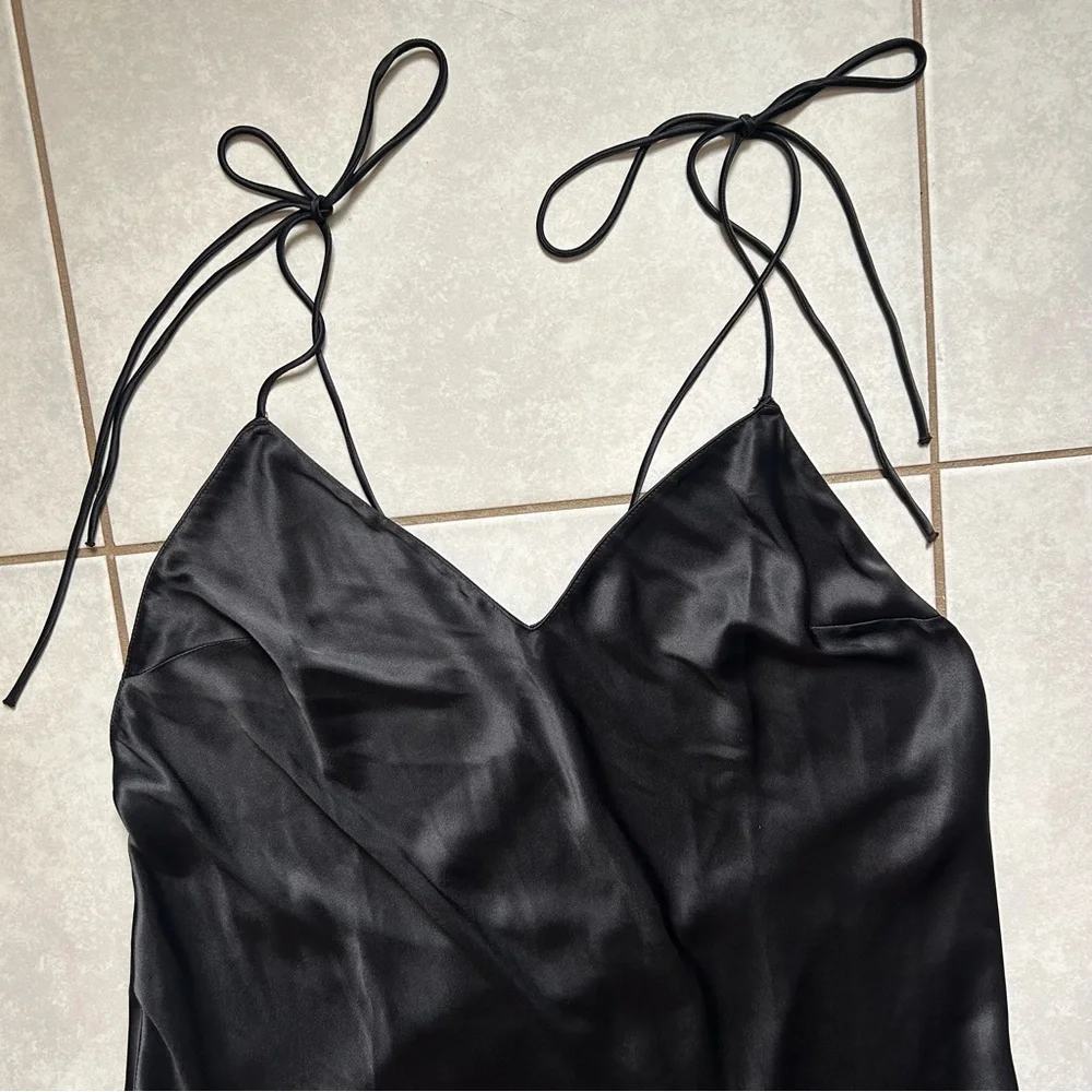 Victorias Secret Black Maxi Slip Dress Satin - Picture 3 of 8